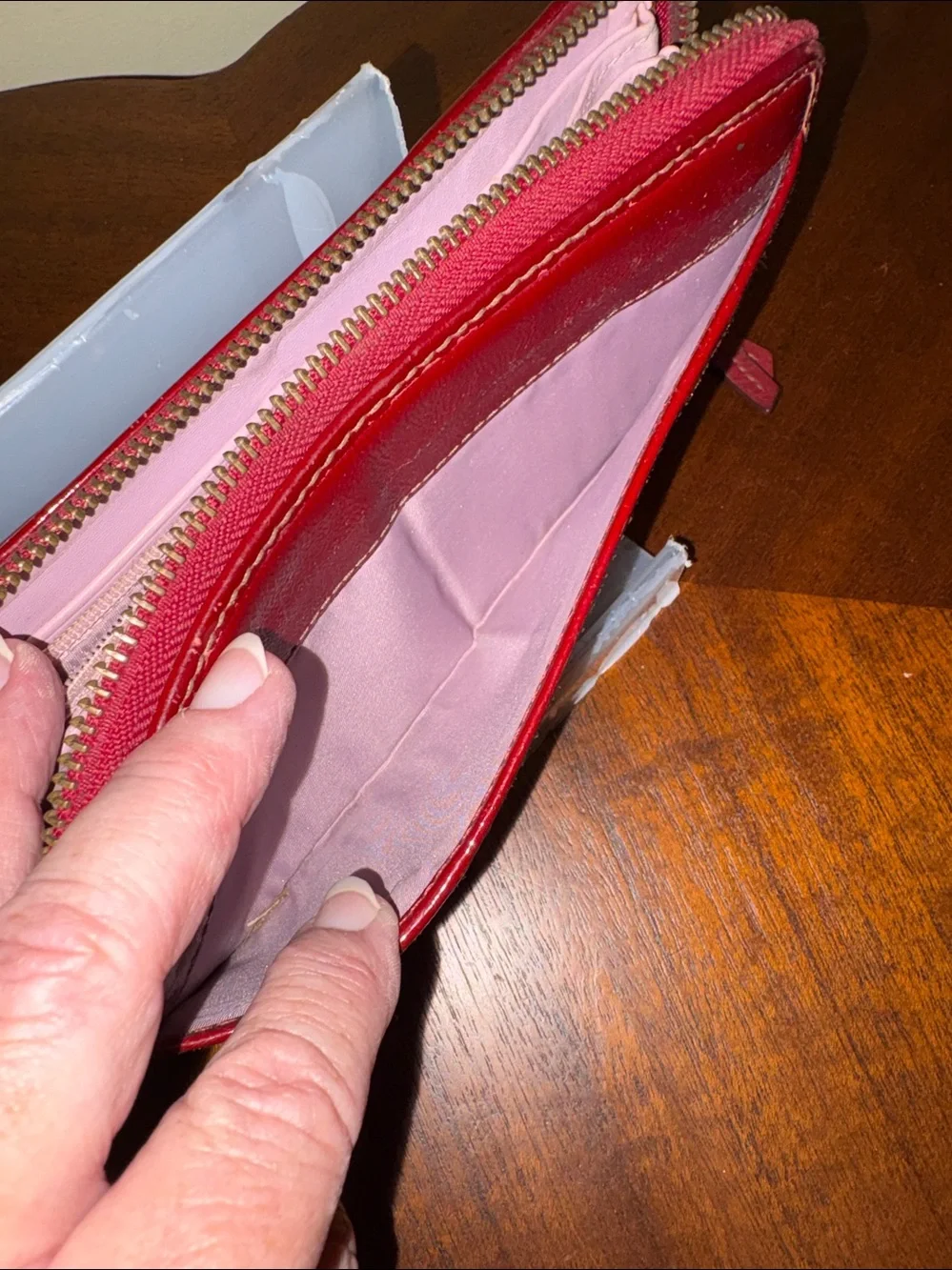 Coach Vintage  Wallet  long wallet Brass Buckle Accents  Autumn red patent leat